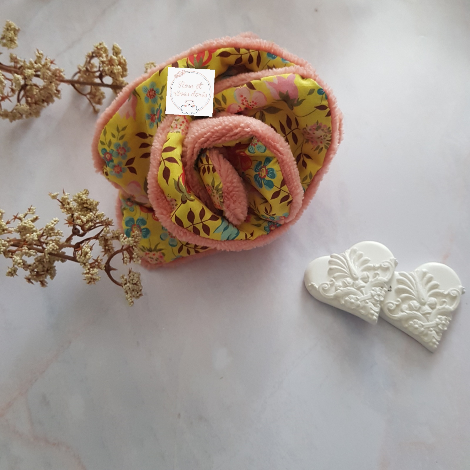 Rose et rêves dorés Fleur de lingettes Soleil coton bambou