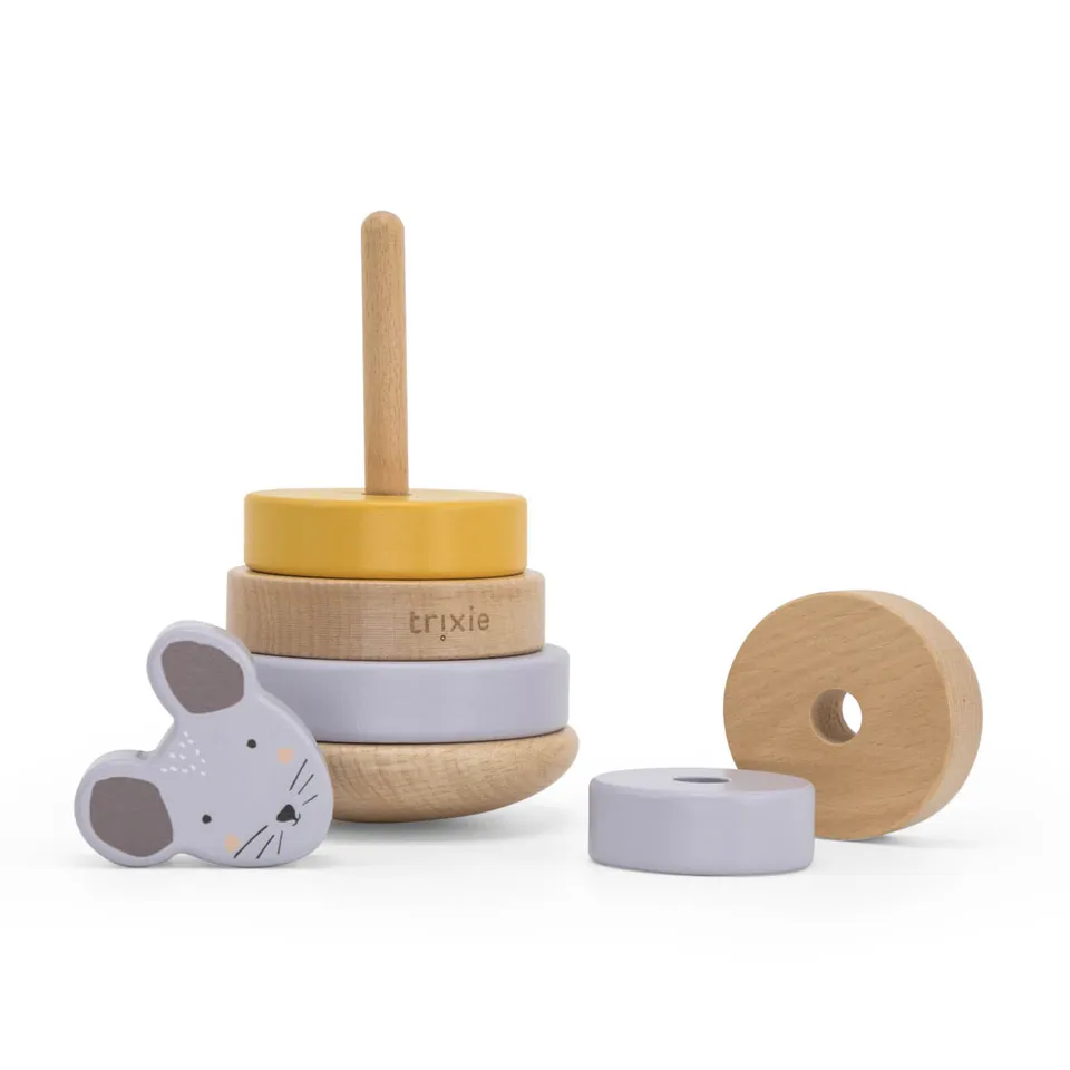 Trixie Baby Jouets à empiler Tour à empiler en bois Mrs. Mouse FSC