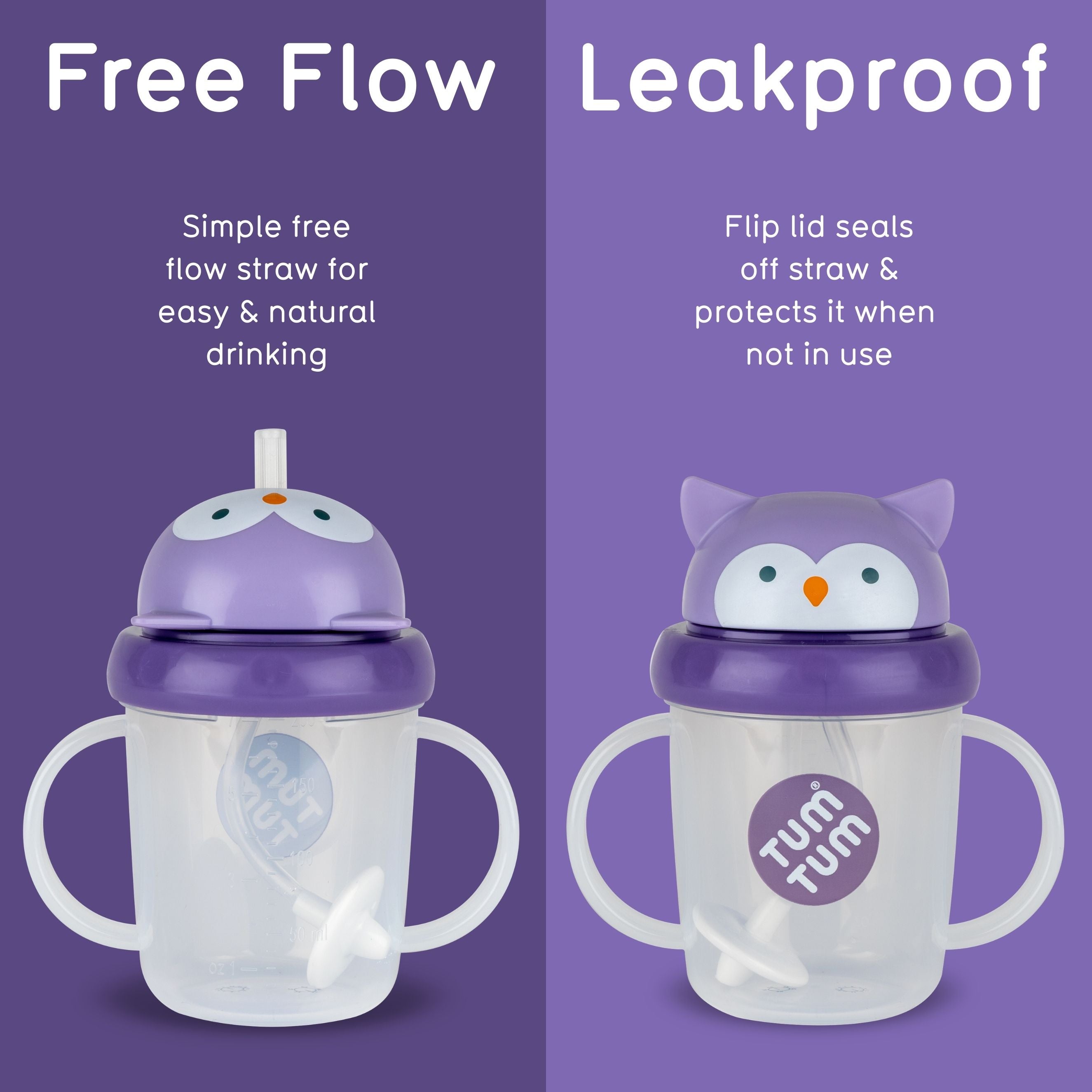 Tum Tum Cups Tippy Up Sippy Cup Series 3 tasse 200 ml Olivia Owl à paille lestée
