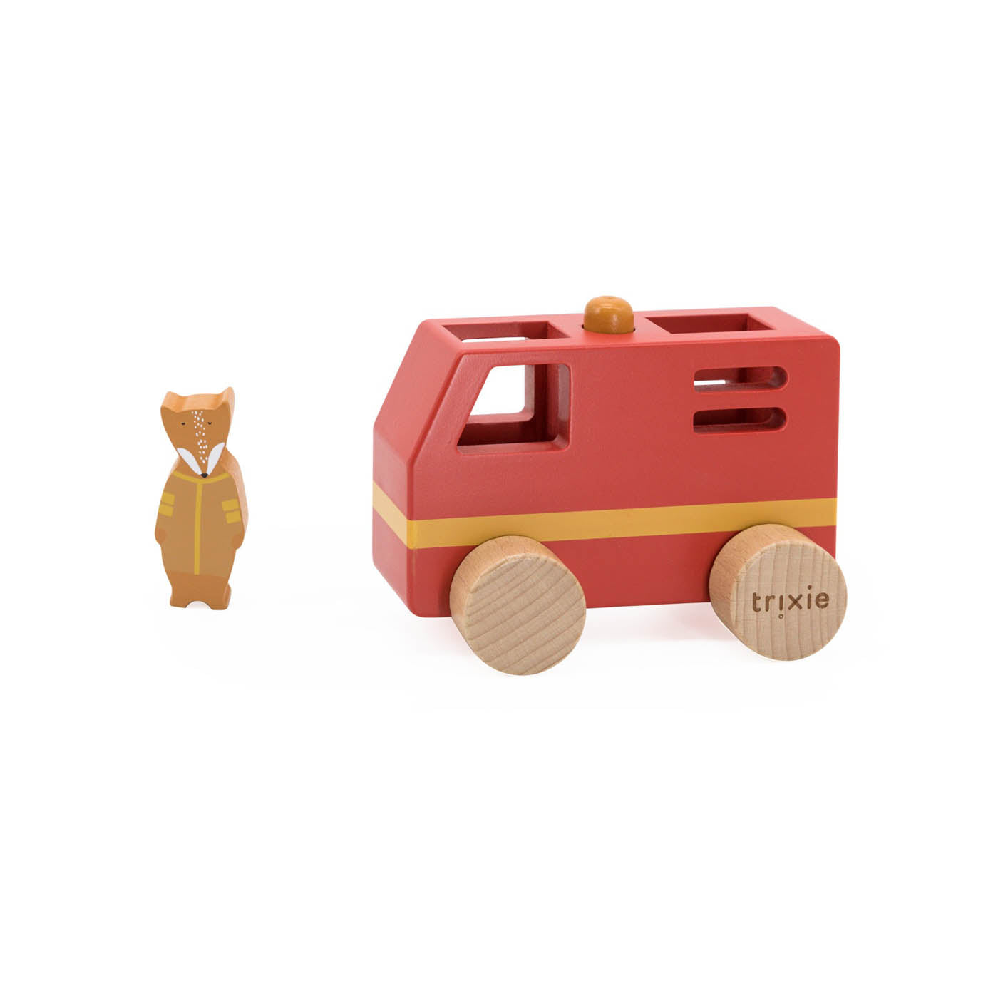 Trixie Baby Jouets à roulettes Petit camion de pompier en bois Animaux