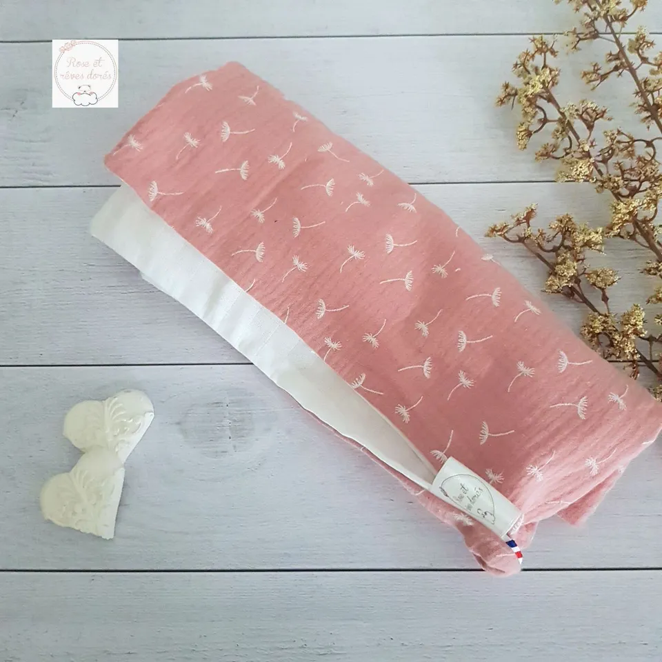 Rose et rêves dorés Langes lange double-face collection Sucre d’orge