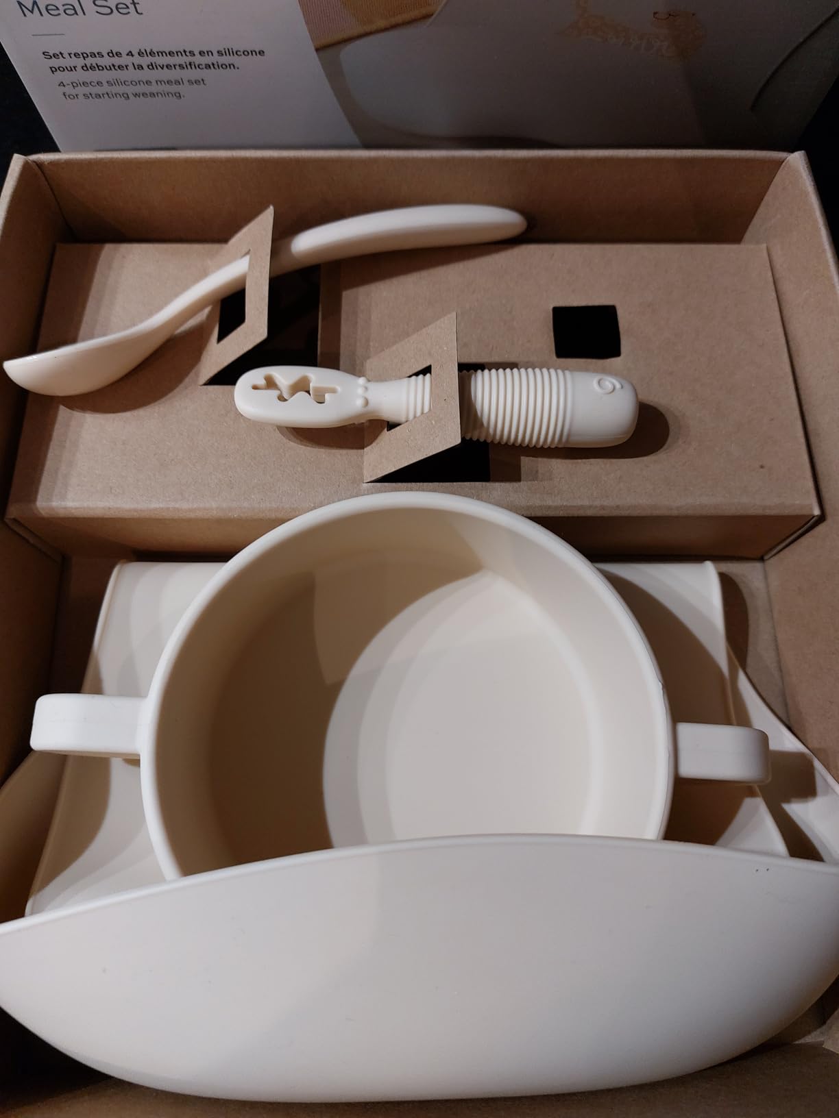 Babymoov coffret premiers repas bébé en silicone Mini Roar beige