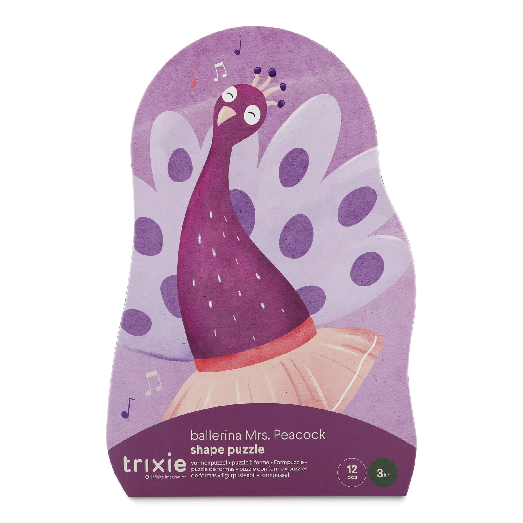 Trixie Baby Puzzle à forme Ballerina Mrs. Peacock 12 pièces