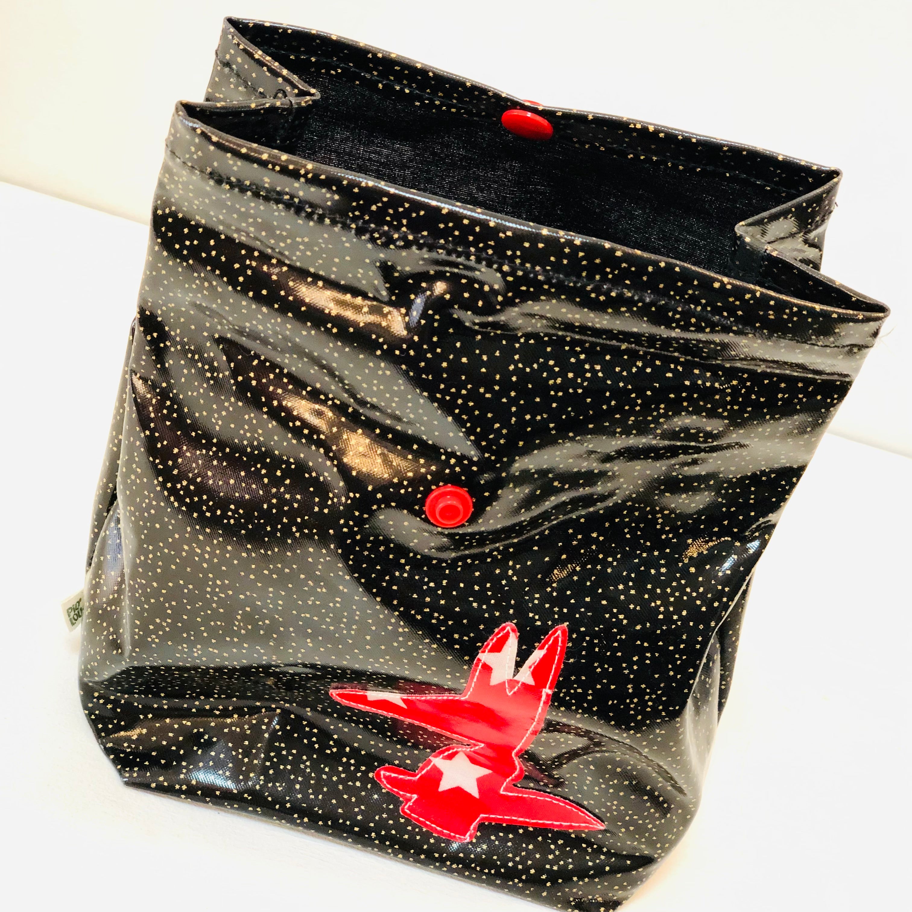 PIOLOU Le lunch-bag PM Lunch-bag noir pailleté doré 15 x 13 x 8 cm