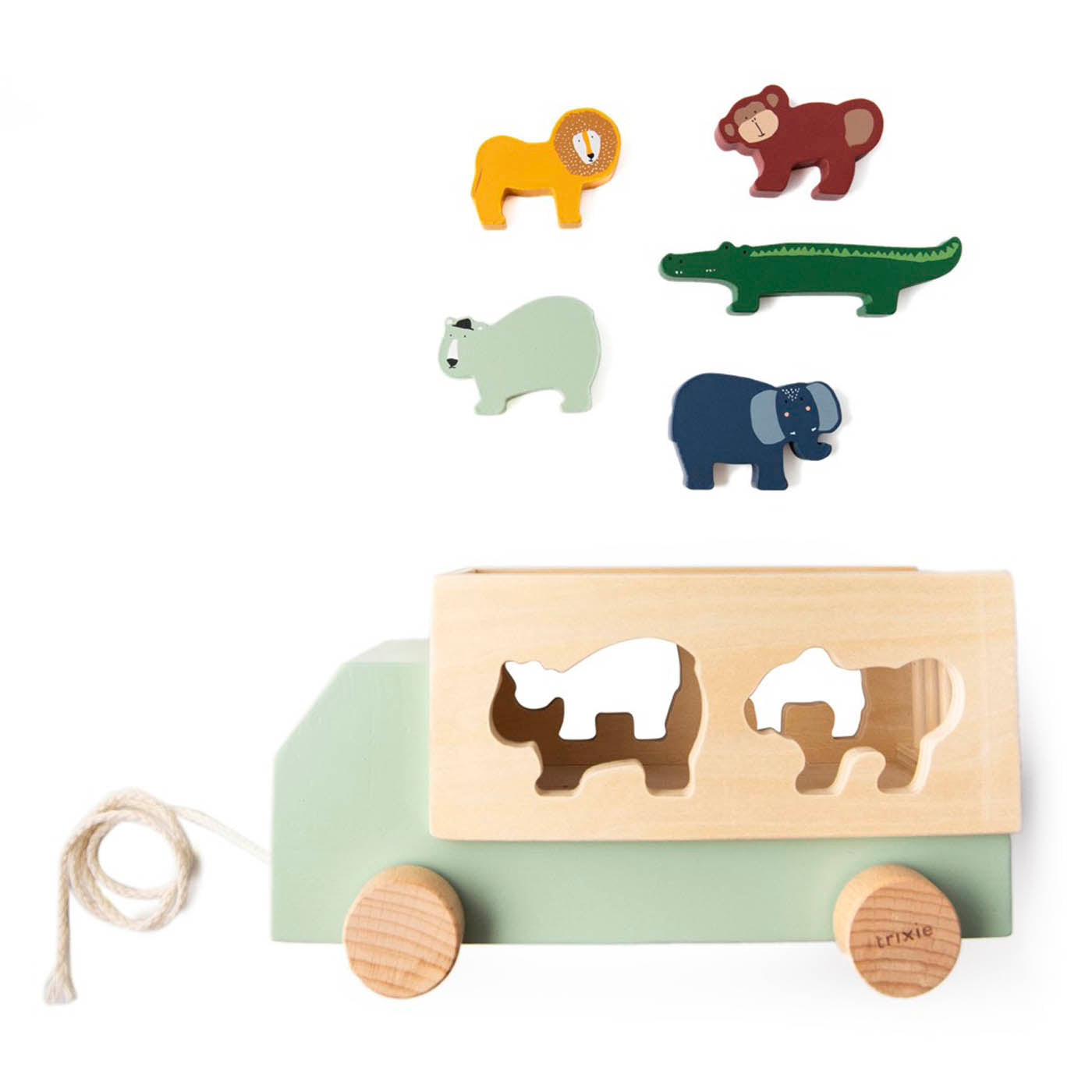 Trixie Baby camion en bois animaux à tirer et formes