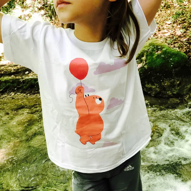 PIOLOU Le T-Shirt Ours au ballon T-shirt blanc 1-2 ans coton