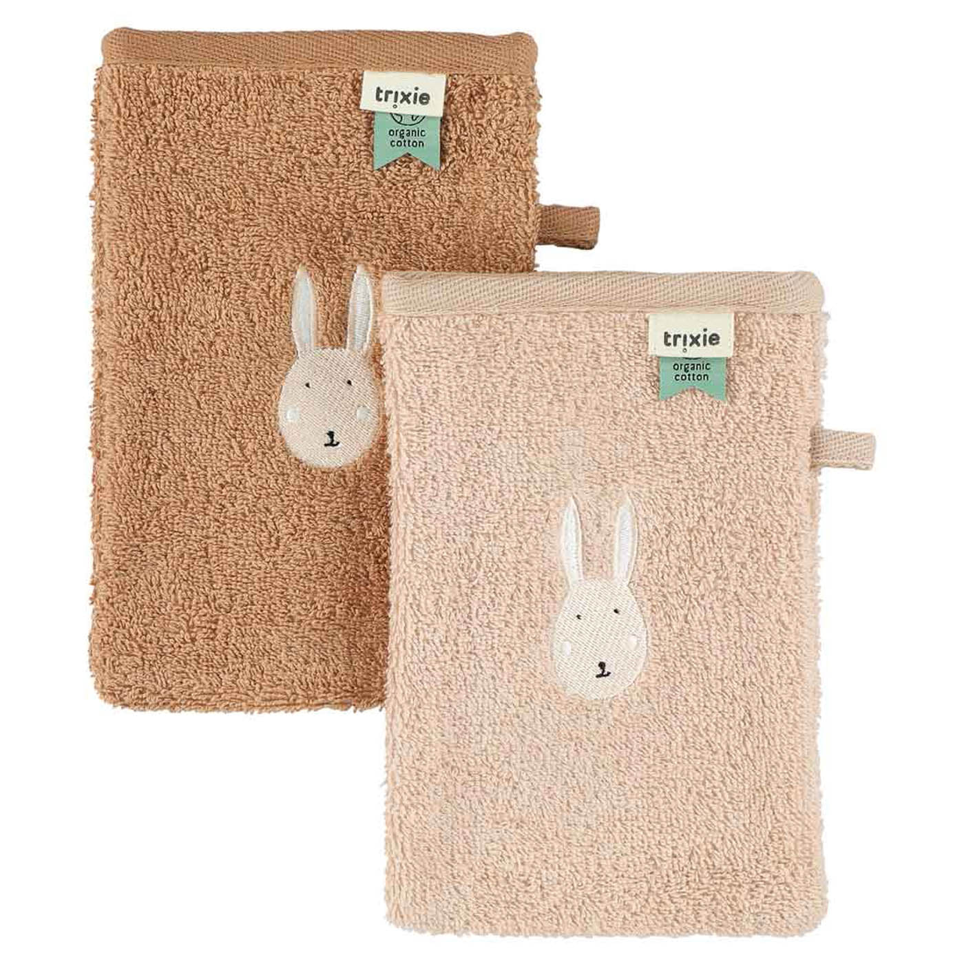 Trixie Baby Gants de toilette Aura Rabbit 2 pièces coton biologique