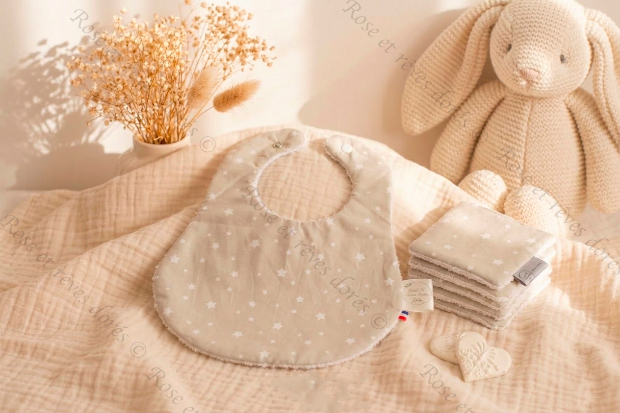 Rose et rêves dorés Coffrets cadeaux petits essentiels Nougatine coffret bébé 6 pièces
