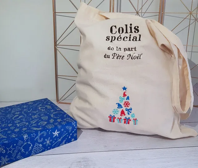 Rose et rêves dorés Noël Tote bag de Noël écru motif arbre de Noël personnalisable