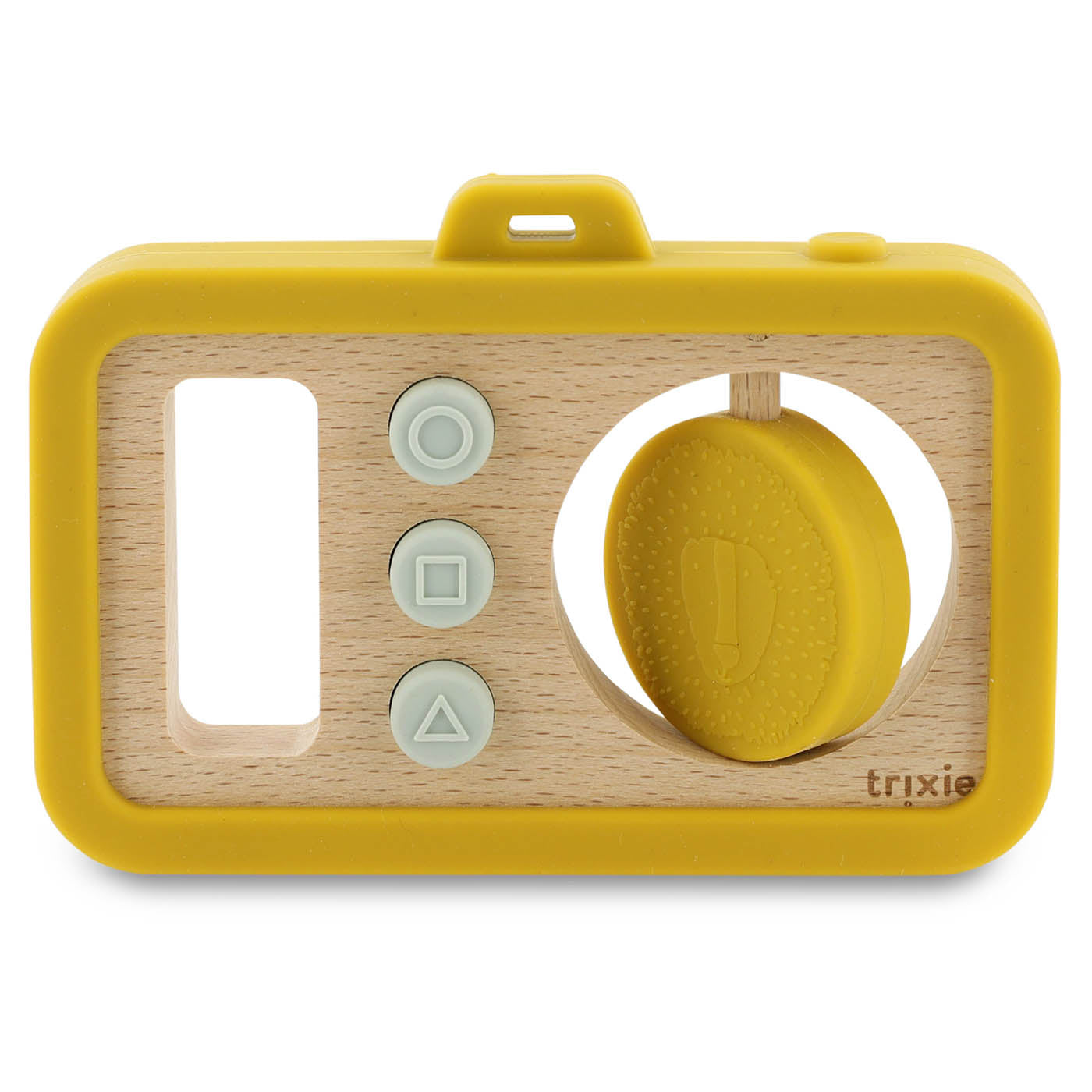 Trixie Baby Premiers jouets Appareil photo Mr. Lion en silicone et bois